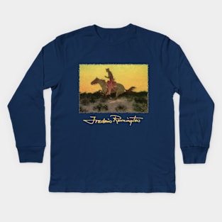 Against the Sunset by Frederic Remington Kids Long Sleeve T-Shirt